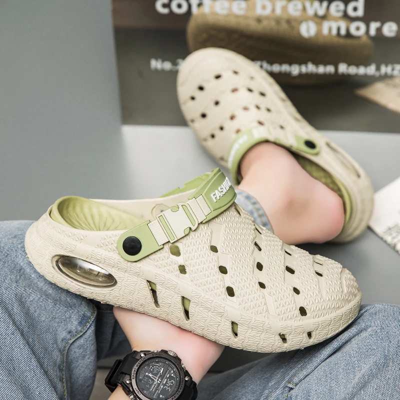 Men Air Cushion Sandal Clogs Breathable Hollow Out Non Slip EVA Slippers Slides Beach Footwear New 2026 Casual Shoes for Summer