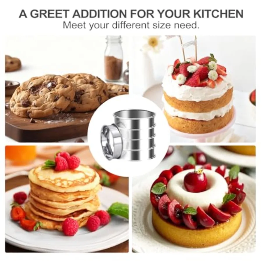 8 Stuks Crumpet Ringen 4 En 3.15 Ihes Anti-aanbak Engelse Muffin Ringen Rvs Dubbelgerolde Taart Ring Ronde Metalen gebak Rin