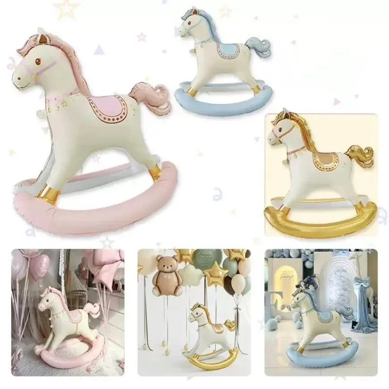 Ballons in Form eines Trojanischen Pferdes und Kinderwagen-Ballons sowie Wolkenballons für Geburtstage, Hochzeiten und zur Dekoration bei der Geschlechtsenthüllung.