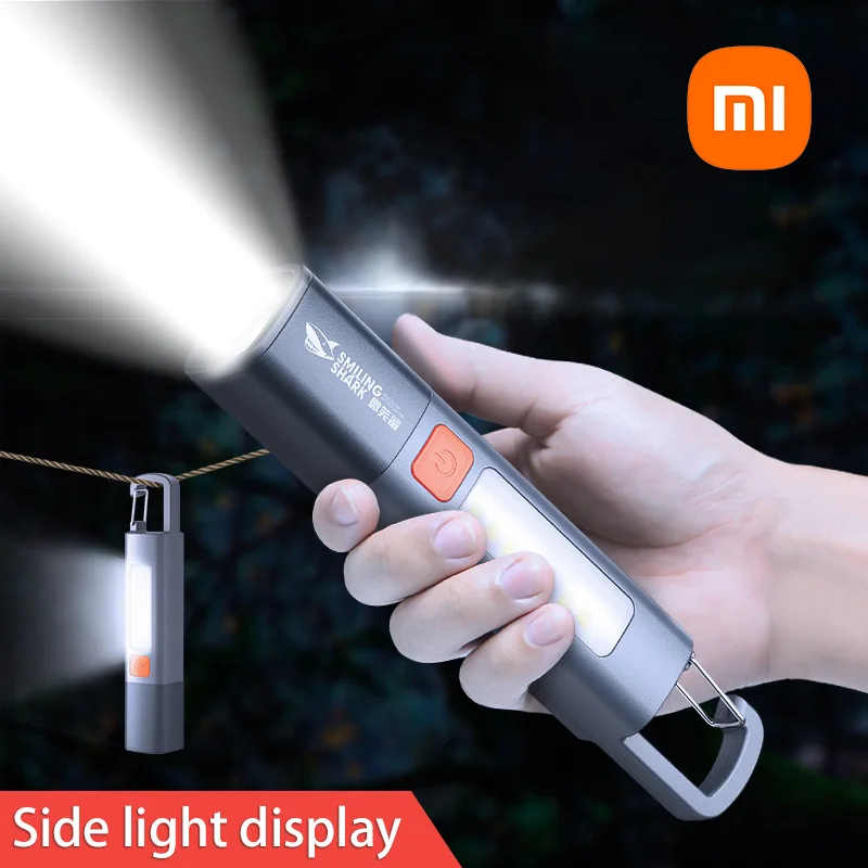 XIAOMI Outdoor Flashlight Portable Strong Light Variable Focus with Floodlight Side Lights Mini Flashlight Lamp High Brightness