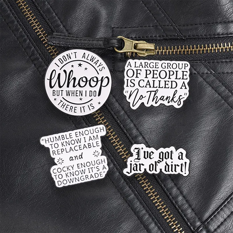 Large Group No Thanks Anti Social Enamel Pin, Sarcastic Brooch for Introverts and Dark Aesthetic Streetwear Style