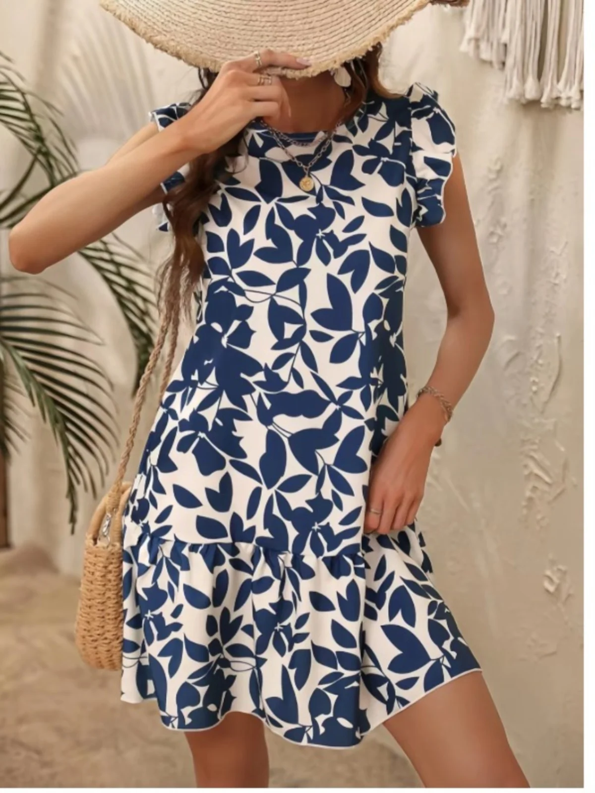 Dolce estate stampa floreale rotonda Ne Fly Sve ort Dr Faionable Le modello gonna longuette in fibra di poliestere pezzo unico