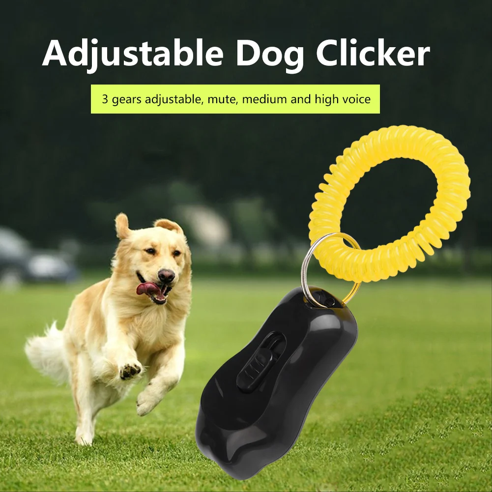 Dog Training Clicker Pet Cat Dogs Click Trainer Aid Tools Adjustable Wrist Strap Sound Key Chain Dog Supplies Adjustable 3 Gears