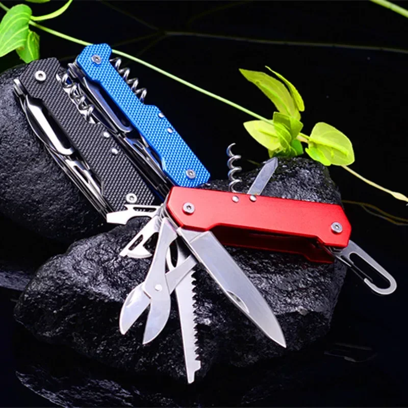 

Hot Sale Outdoor Multifunctional Swiss Knife Camp Bottle Opener Folding Knife Portable Scissors Saw Military Fold Pocket Knife