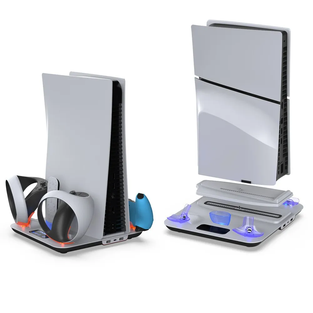 For PS5 Slim Console Multi-functional Cooling Dock for Sony VR2 Grip Charger + Headset Hanger