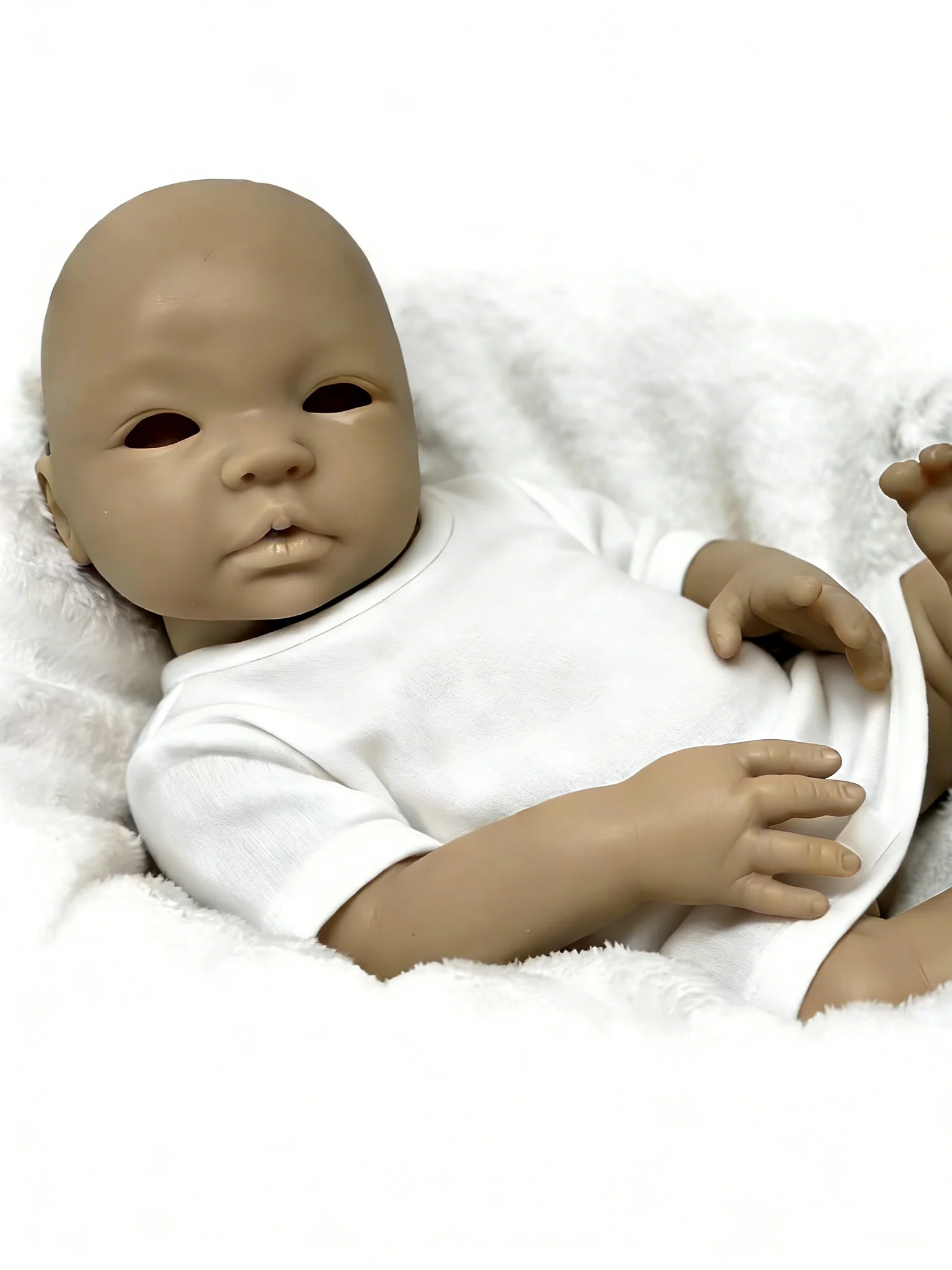 

18-дюймовая полностью силиконовая кукла-младенец с открытыми глазами, неокрашенная, ручной работы, для девочек, силиконовое тело
