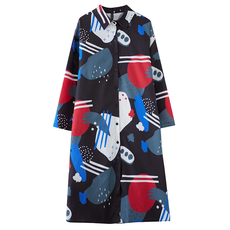 Lente Herfst Los Grote Maat Faionable Print Midi Retro Dr Lange Rok Bloemenpatroon Street Sle Polyester Katoenmix