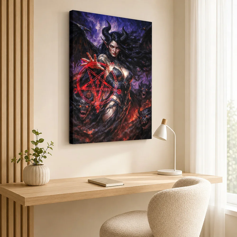 Night Empress Lilith Canvas Poster Personalized Photo Gothic Horror Wall Paintings Decoration for Man Cave Gift for Collectors
