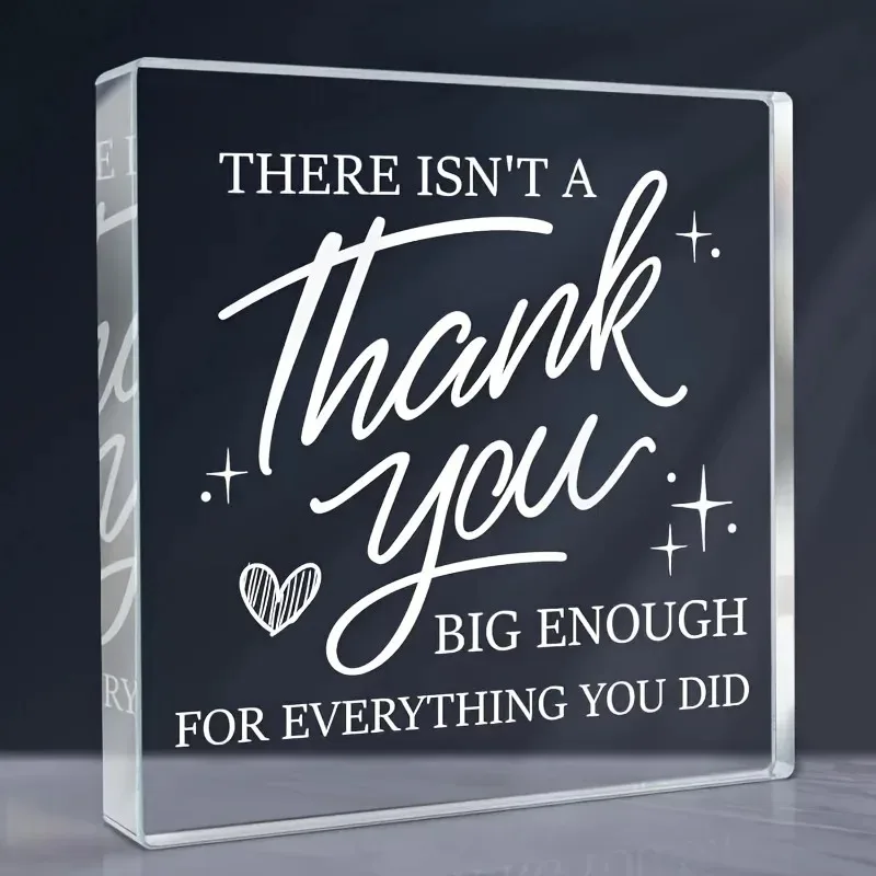 Acrylic Thank You Plaque Desk Decor Enough Sign Appreciation Gift for Teacher Nurse Coworker Friend Keepsake Table Ornament