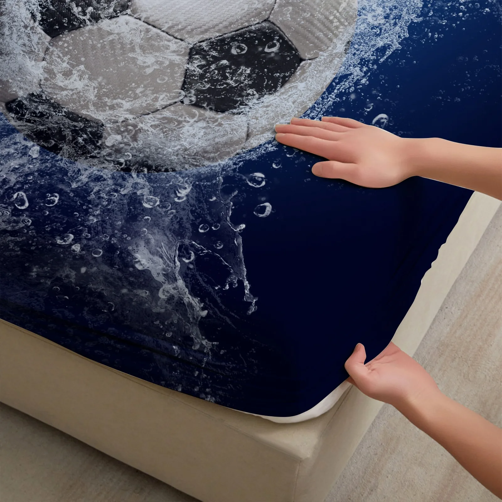 

1PC Football Bed Sheet Soft Digital Print Fitted Sheet Without Pillowcase Halloween Decor Gift For Boys Teens Bedroom Bed Linen