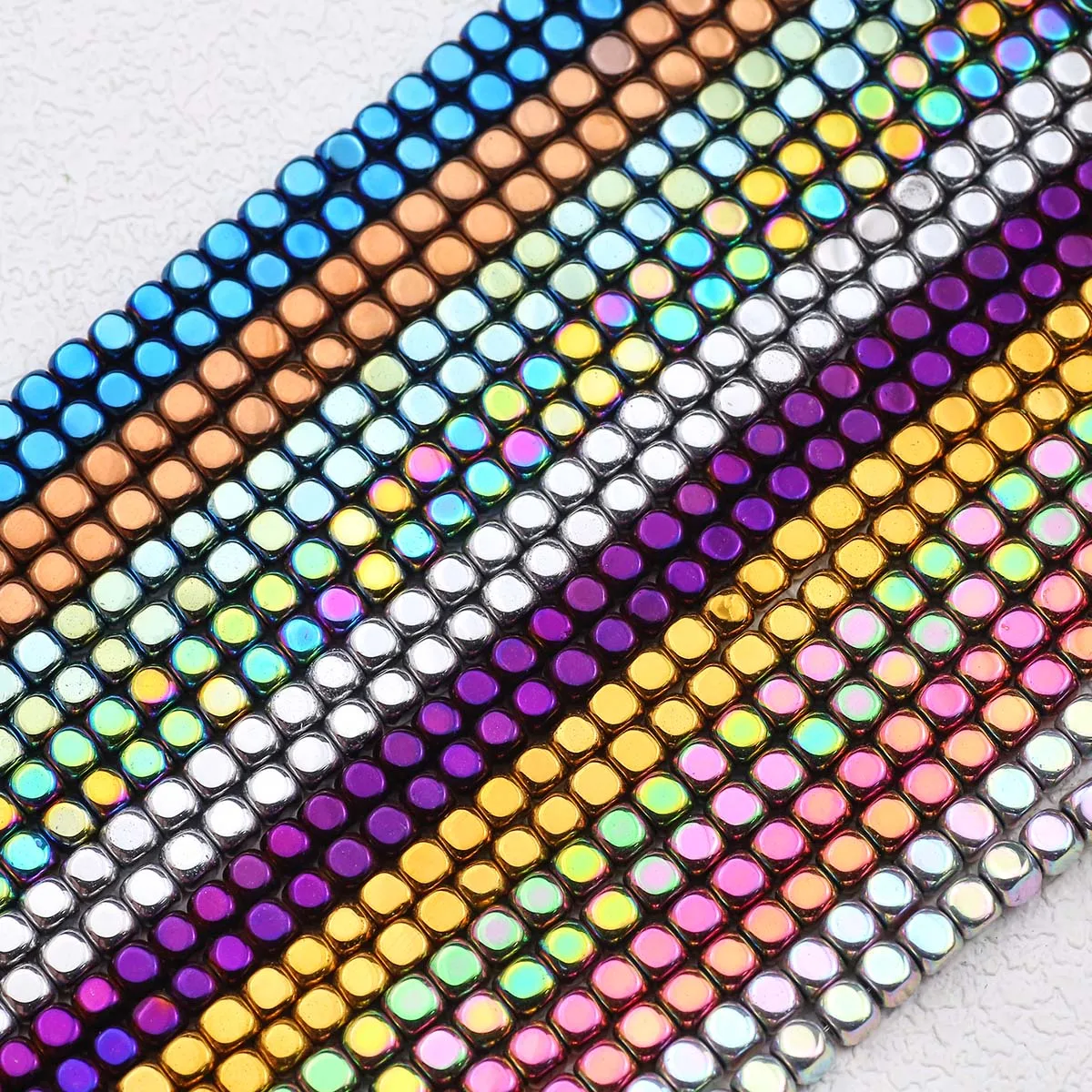 Hematite Plating Rounded Corners Square Natural Stone Spacers Loose Beads For DIY Jewelry Making Bracelet  Accessories 2/3/4/6MM