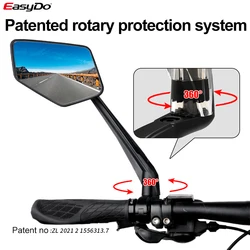 Easydo Bicycle Rear View Mirror Wide-Range Adjustable Angles MTB Mirror Handlebar E Bike Reflector E-Scooter Mirrors