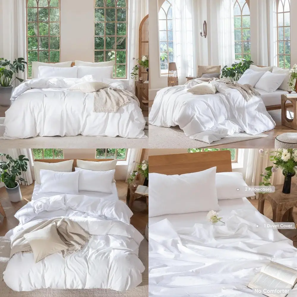 

Комплект пододеяльников из 100% хлопка и льна — дышащий, прочный, мягкий и удобный — полноразмерный, ярко-белый комплект постельного белья