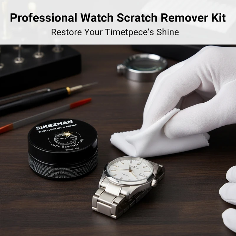 Professional Watch Scratch Repair Cream for Stainless Steel Polish and Glass Luster Restoration with Cleaning Cloth 50g SIKEZHAN