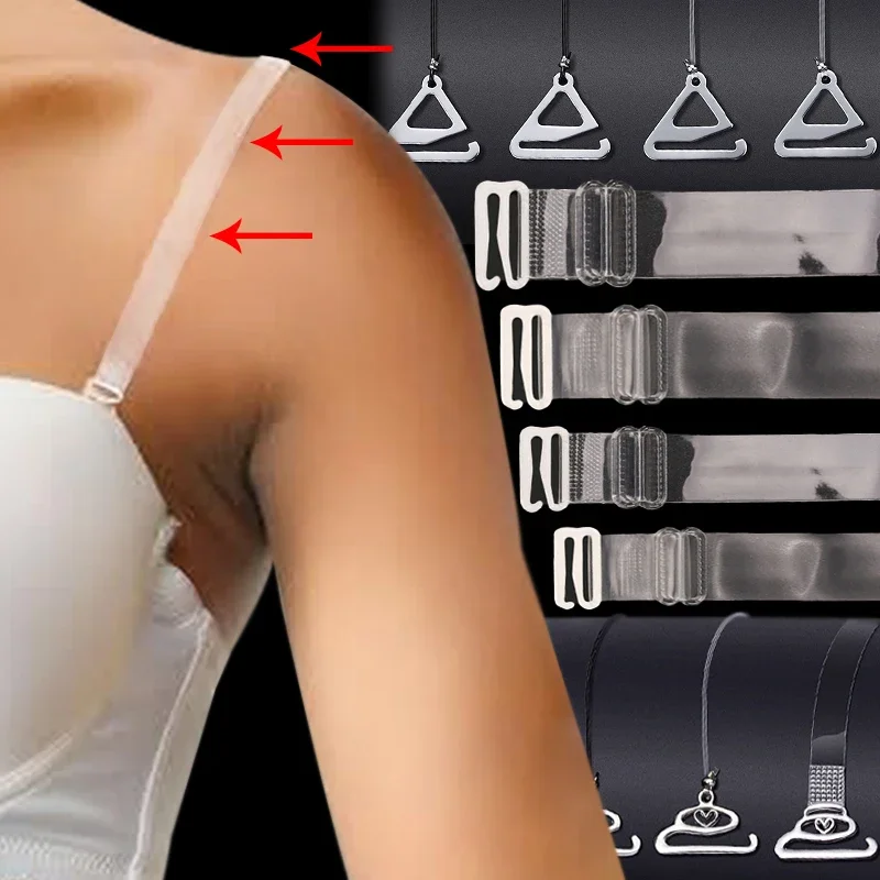 Women Non-slip Shoulder Strap Stretchable Transparent Frosted Bra Straps Female Different Sizes Adjustable Buckle Lingerie Sling