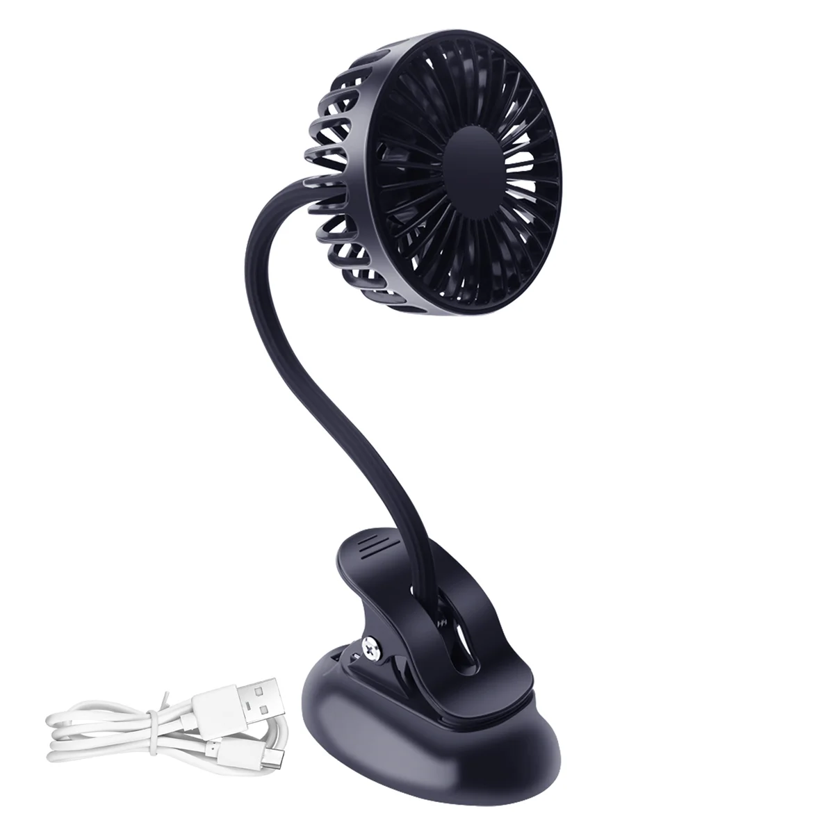 Mini ventilateur de poussette portable à clip, 3 réglages de vitesse, flexible, pliable, aste par USB, ventilateur de bureau silencieux à piles