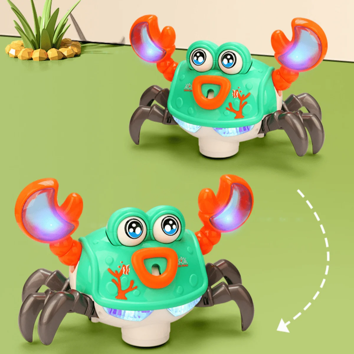 Cangrejo parpadeante Universal eléctrico, música colorida y luz, juguete para gatear de simulación de animales de dibujos animados, regalos de Navidad y Halloween