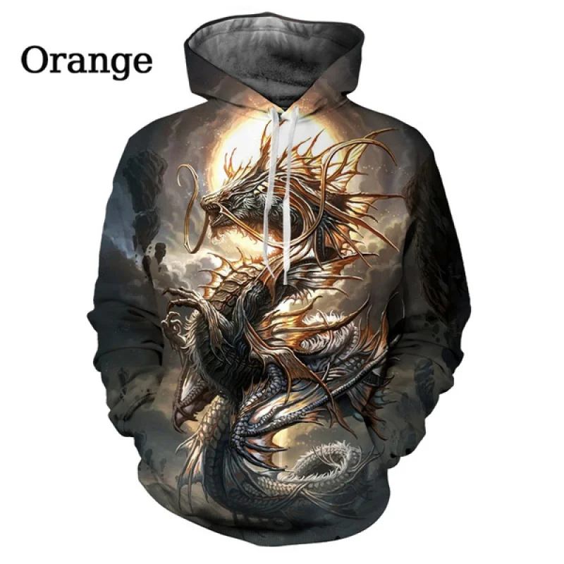 Harajuku Fashion Abstract Dragon 3D Print Hoodie Cute Animal Sweatshirt Men/Women Casual Pullover