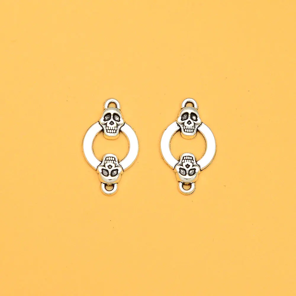 10pcs/Lots14x24mm Goth Skull Head Connector Charms Halloween Pendants For DIY Earring Necklace Bracelets Jewelry Making Supplies image 4