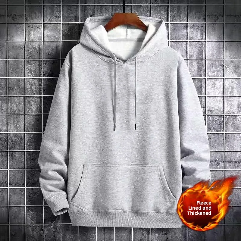 

Men's Fce Lined Hoodie Sweatirt Autumn Winter Casual Outerwear Loose Fit Color Versatile Large Size for Couples