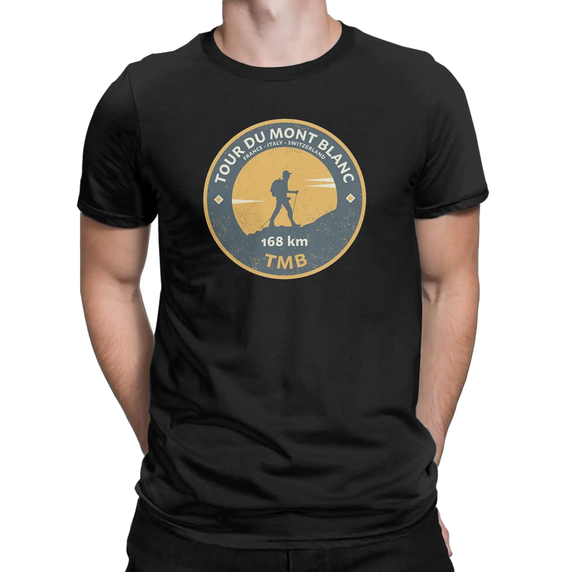 Tour du Mont Blanc TMB  Men's T Shirts  Novelty Tee Shirt Short Sleeve Round Collar T-Shirts Cotton Gift Clothing