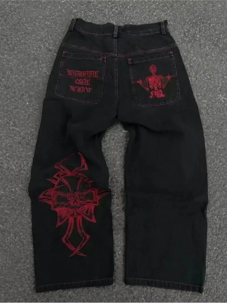 

American Y2K New Baggy Wide Leg Black Jeans Overszied Women Street Casual Joker Denim Pants Couple Jeans Retro Streetwear Unisex