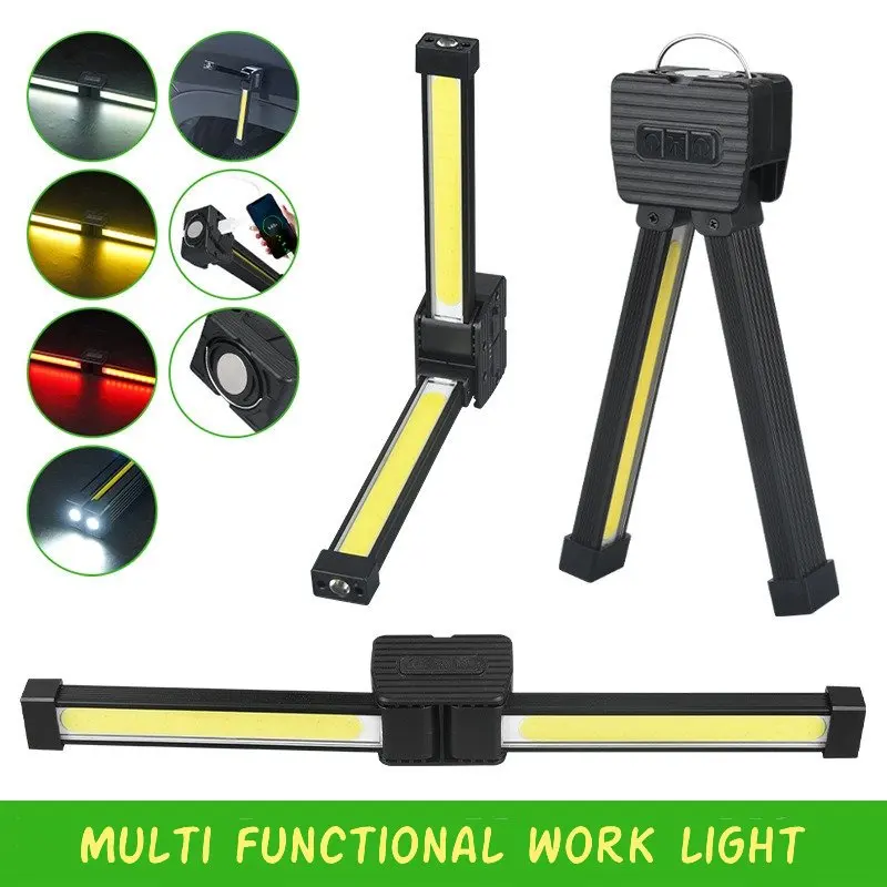 3-in-1 Foldable COB LED Light Magnetic Work Light Camping Lantern Emergency Light Waterproof USB C Rechargeable Portable 3 Color