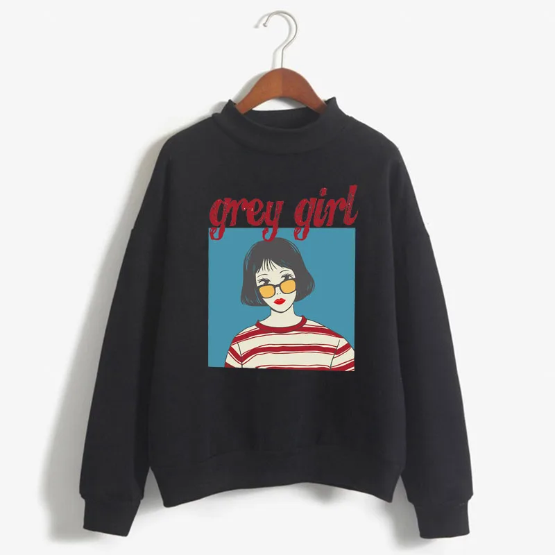 

Grey girl Print Women Sweatshirt Korean O-neck Knitted Pullover Autumn Winter Candy Color women Harajuku Aesthetic Clothes 5