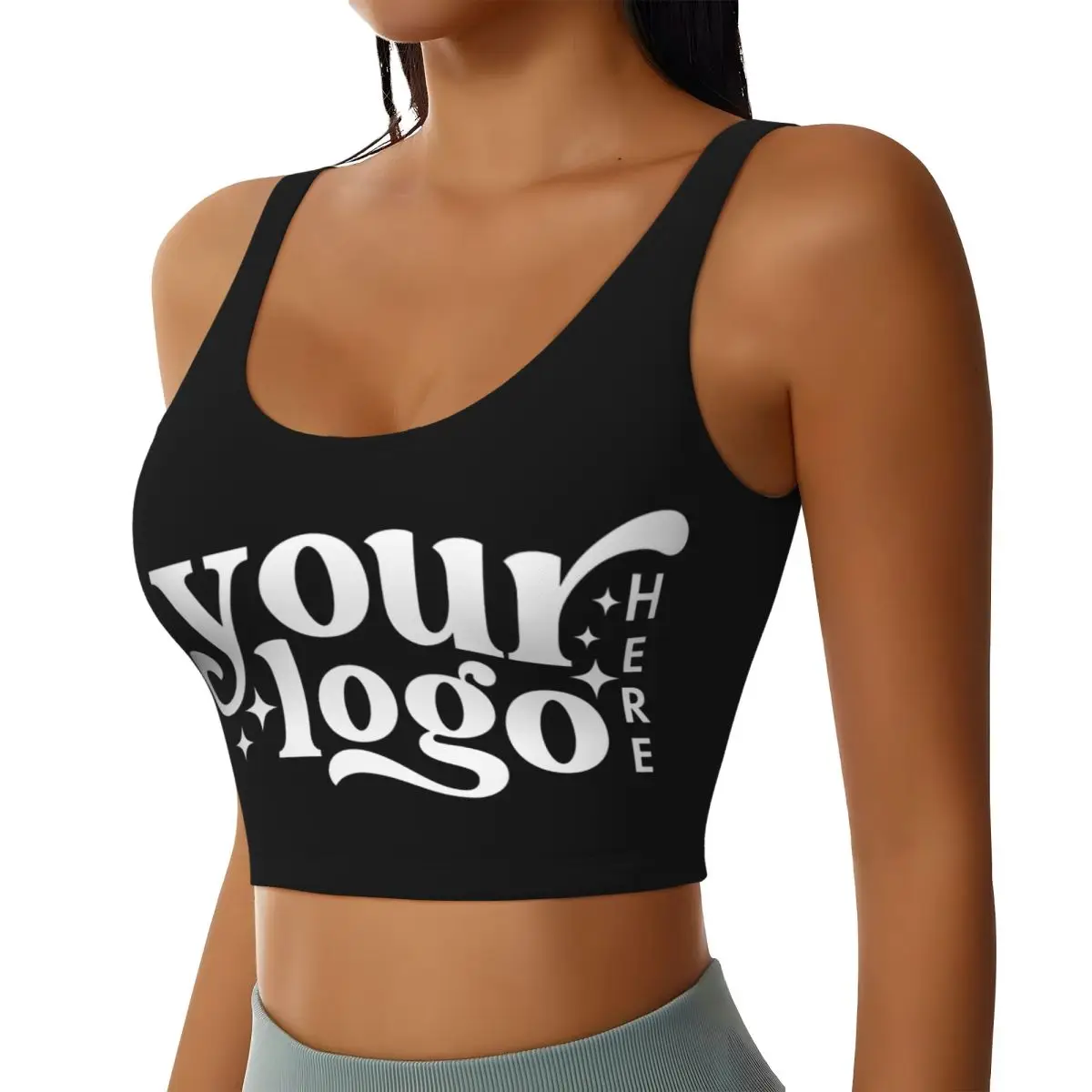 Custom Custom Your Design Logo High Impact Sports Bras for Women Customized DIY Print Seamless Workout Yoga Crop Tank Tops