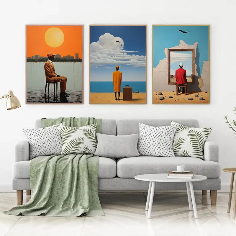 Surreal Kano Nigeria African Wall Art Poster Inspired By The Paintings Of René Magritte Edward Hopper Canvas Painting Home Decor