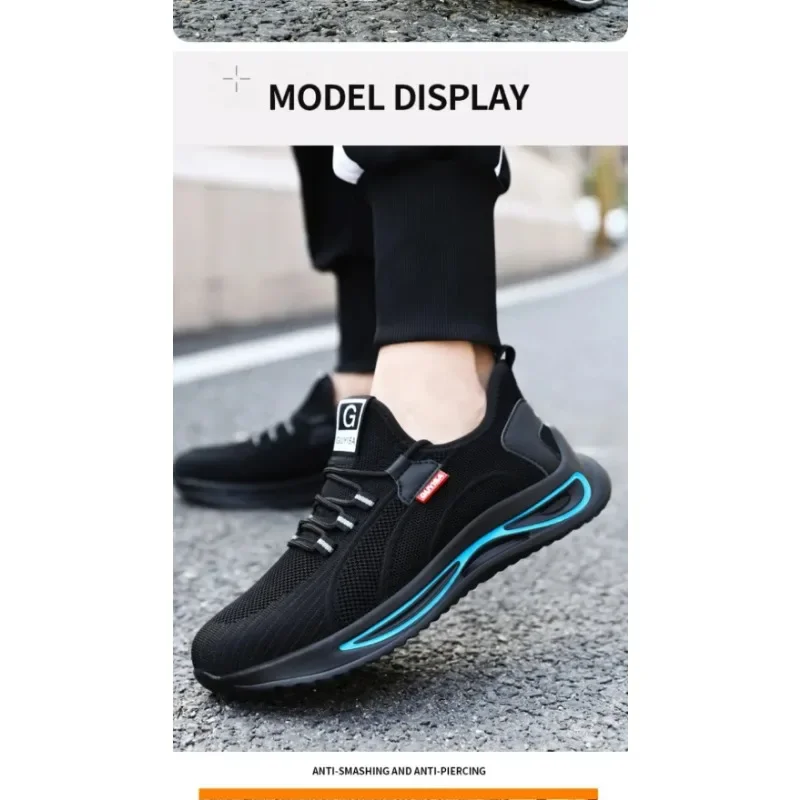 

Men's anti smashing and anti piercing boots with steel toe and soft sole breathable work safety shoes lightweight all season spo