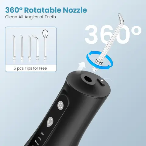 सेजॉय वॉटर फ्लॉसर कॉर्डलेस ओरल इरिगेटर दांतों की सफाई के लिए, घर और यात्रा के लिए डेन्चर ब्रश, 5 डेंटल टिप्स IPX7 पोर्टेबल 8 best sales पानी से दांत साफ करने वाला - №5