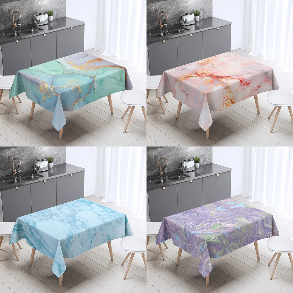 Marble Print Pattern Tablecloth Home Decor Smudge Rectangular Party  Stain Resistant  Dust Cover