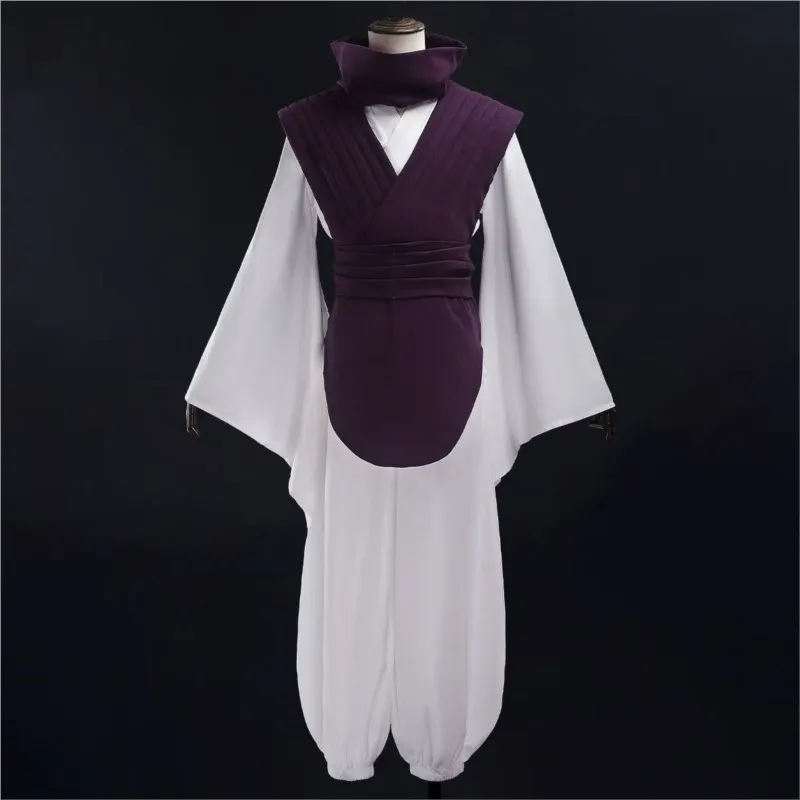 Anime Cosplay Costume Set Purple Vest Neck Gaiter Belt White Elastic Pants Top Gift