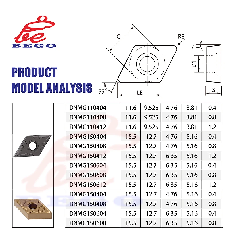 Lathe Inserts Turning Tools Cnc Carbide Cutter Tips DNMG 150604 150608 150612 Lathe Blades Tungsten Cardie Insert For Matel