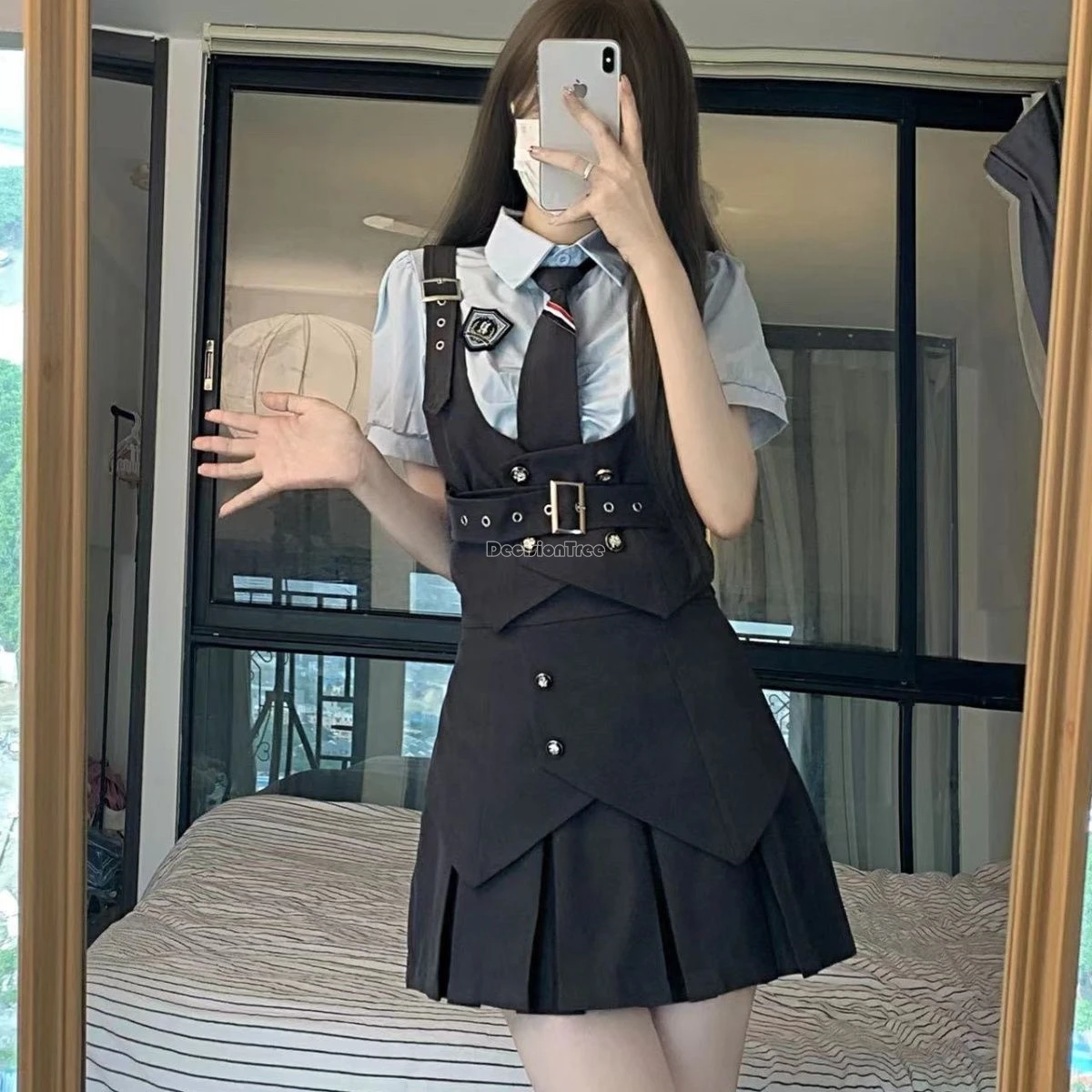 2024 summer japanese korea jk uniform college style slim waistcoat short sleeve shirt pleated skirt female fashion jk suit w931