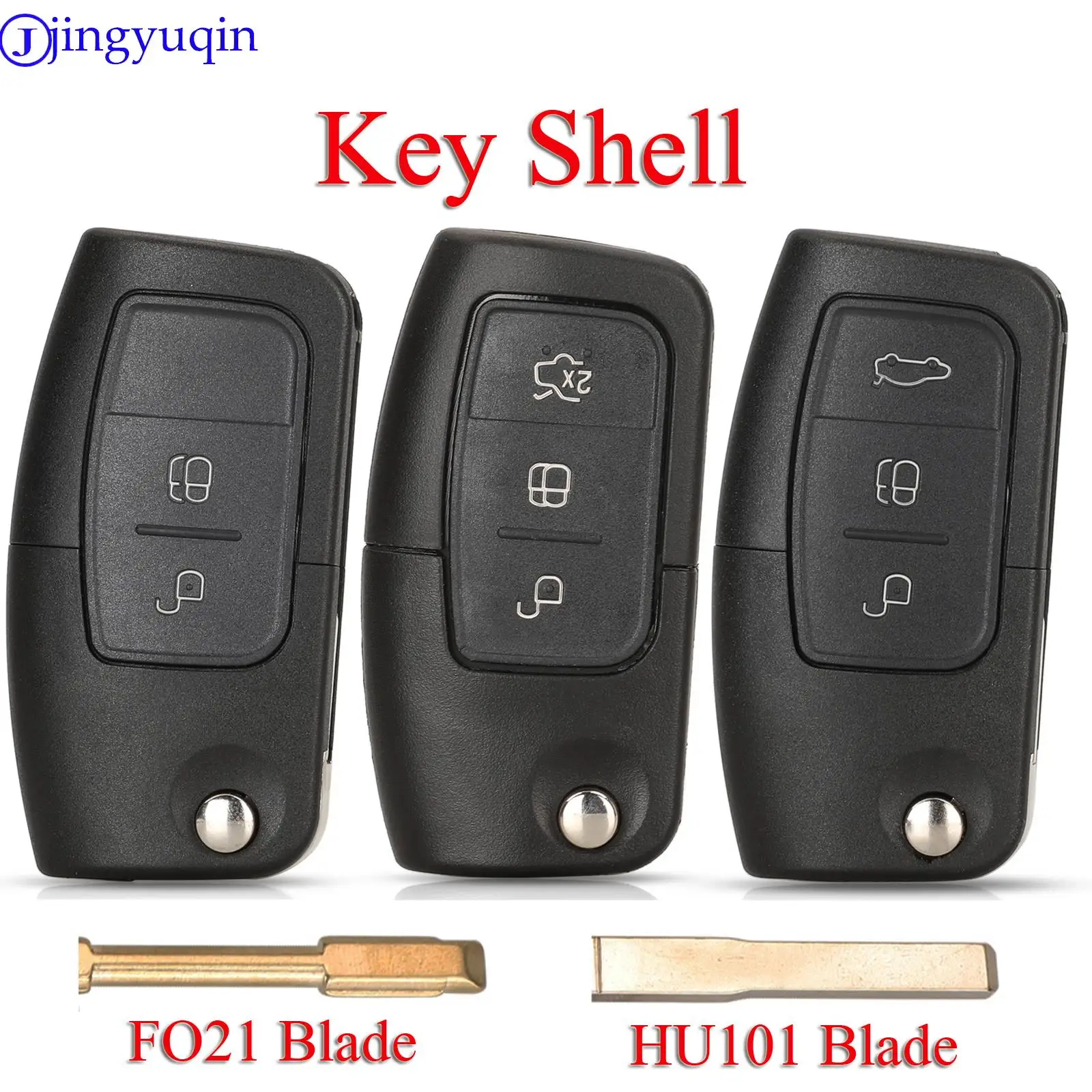 Jingyuqin Flip Remote Car Key Shell Case For Ford Fusion Focus Fiesta MK7 Mondeo MK3 MK4 Galaxy Ranger FO21/HU101 Blade