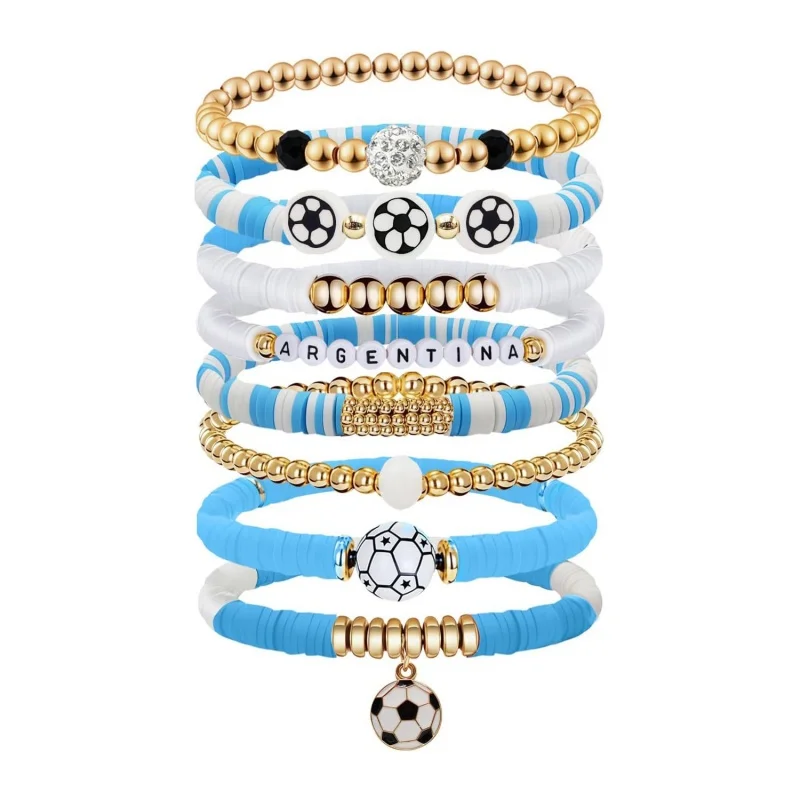 Game Day Bracelets for Women Stackable Football Soccer Beaded Bracelets Game Day Outfits Jewelry Sports Party Favors Gifts