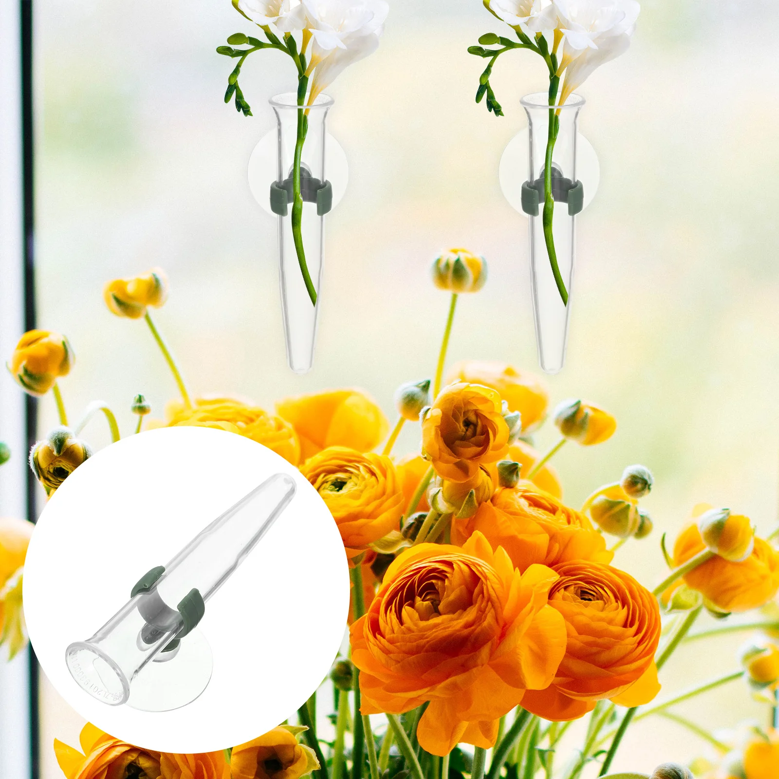 

8 Pcs Suction Cup Flower Tube Preservation Tubes Suckers Small Plastic Bouquet Water Vials Storage Window