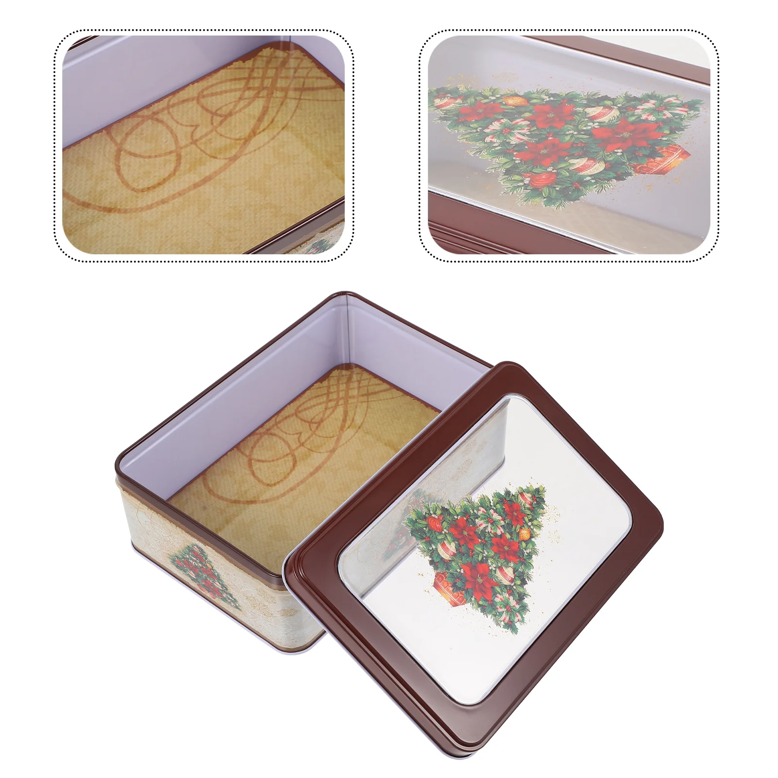 Cake Christmas Tin Box Candy Jar Cookie Tins Tinplate Xmas Present Organizer Container