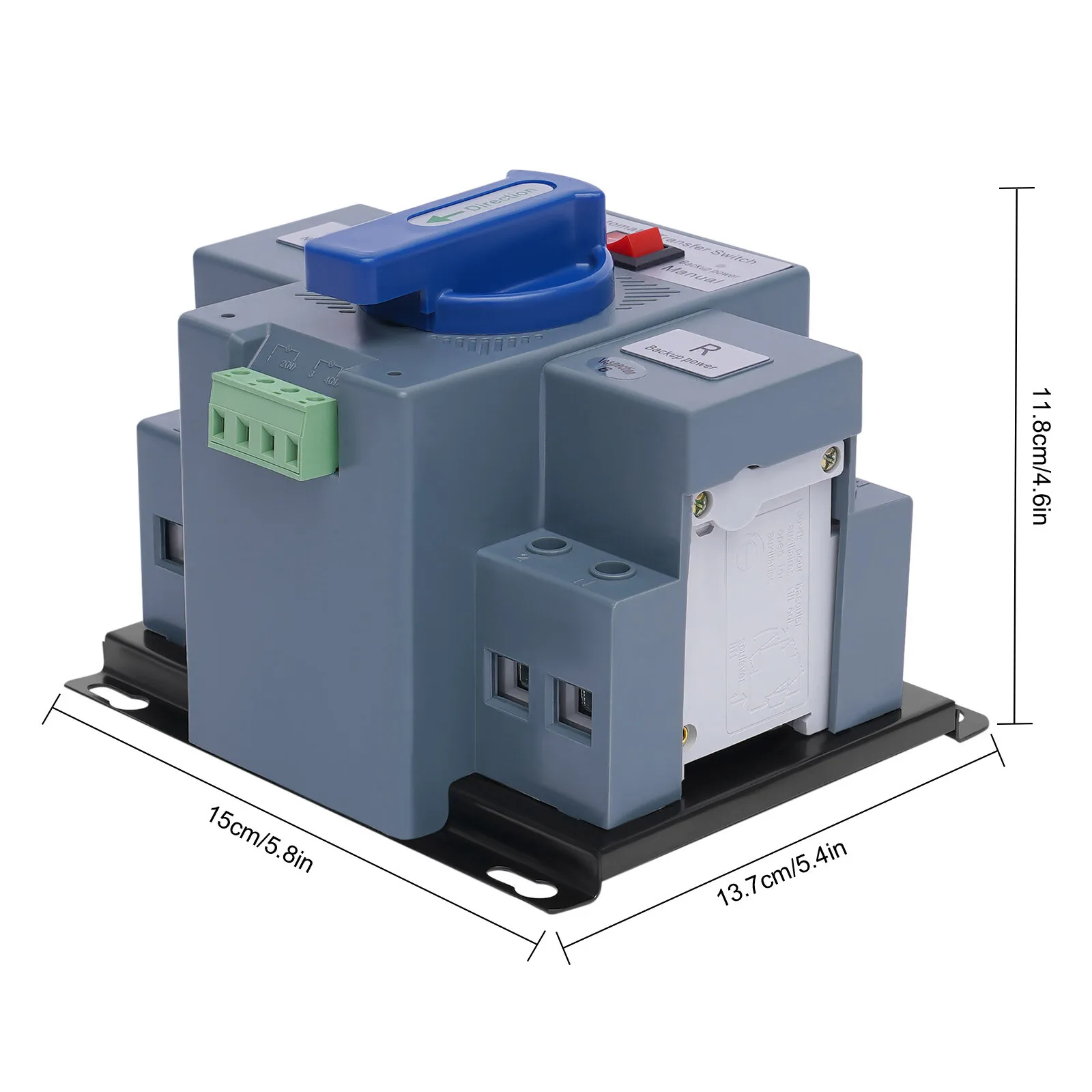 110V 63A 2P Automatic Transfer Switch CB Level Dual Power Changeover Switch 2-Way Auto Manual Selector Wall Mounted