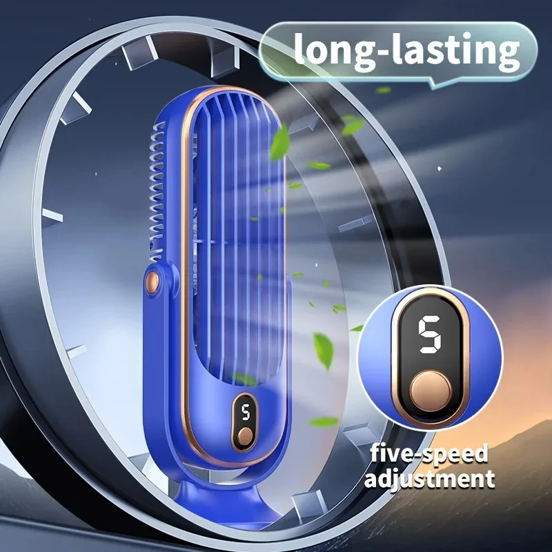 

Настольный вентилятор с перезаряжаемым USB-подключением, тихий комфорт, 5-скоростное управление, портативная конструкция с лезвием, литиевая батарея емкостью 1200 мАч, пластиковая вкладка