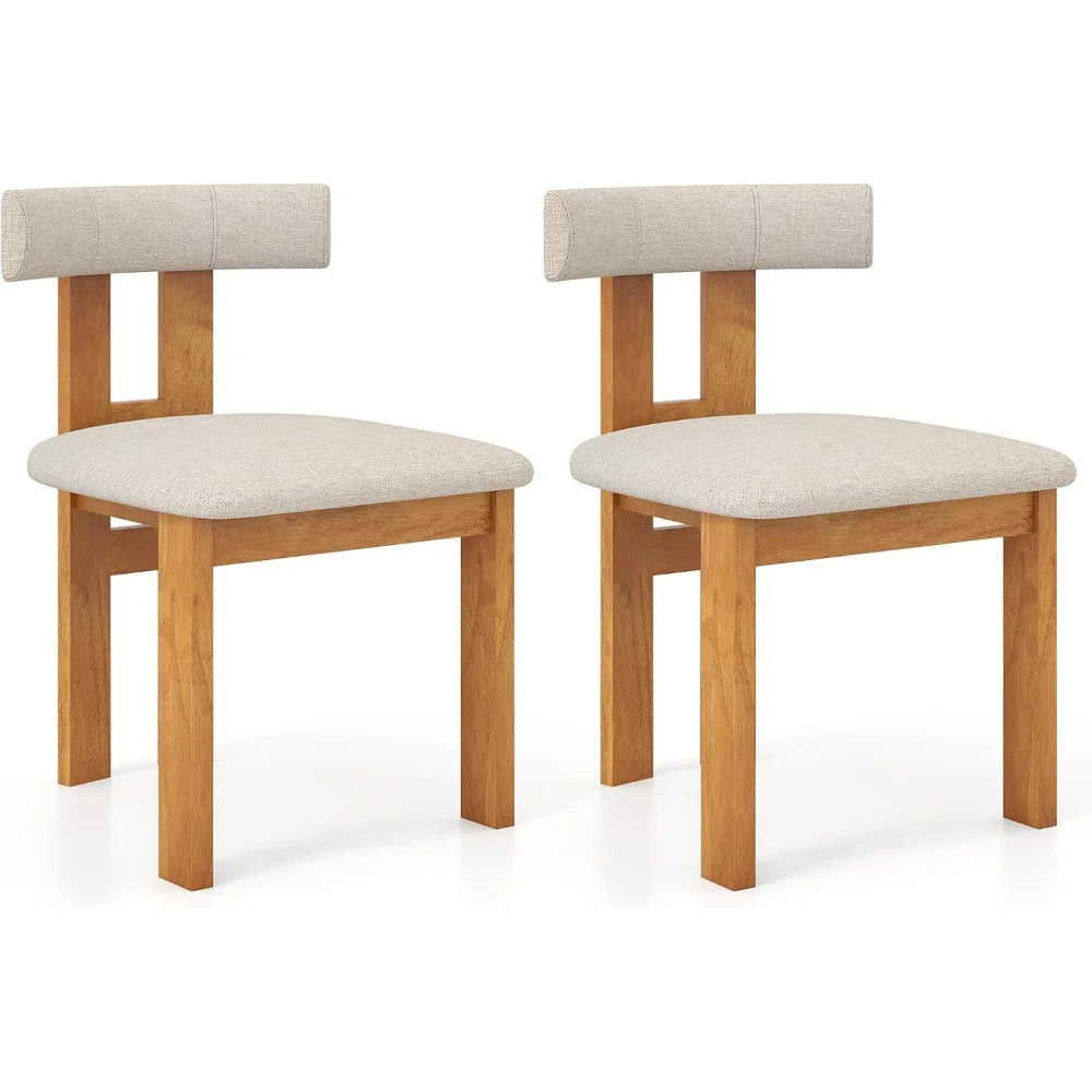 

Upholstered Dining Chairs Set of 2, Wooden Kitchen Chairs with Ergonomic Curved Backrest & Padded Seat
