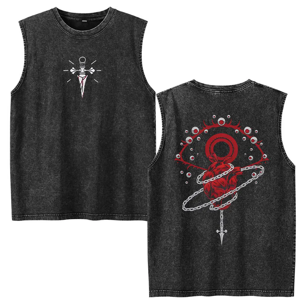 Anime Hunter X Hunter Kurapika Phantom Troupe Acid Vintage Washed Vest T Shirt Men Women Fashion Sleeveless Tank Tops Tee Shirts