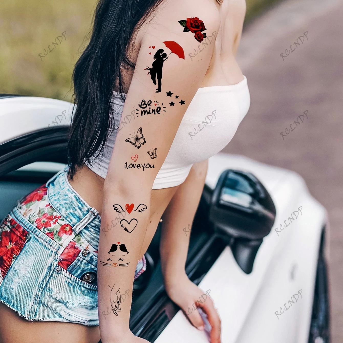 Waterproof Temporary Tattoo Sticker Couple Butterfly Bird Star Arabic Fake Tatto Flash Tatoo arm Tato for Girl Women Men