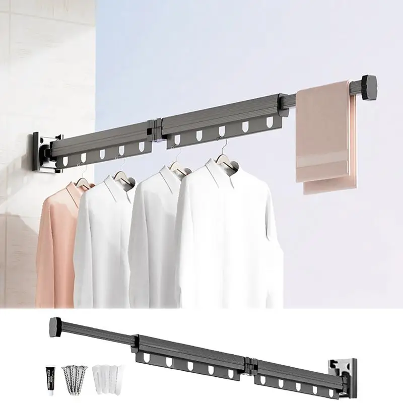 Retractable Clothes Drying Rack Foldable Laundry Drying Rack Wall Mount Space Saver Wall Mounted Clothes Rack For Balcony