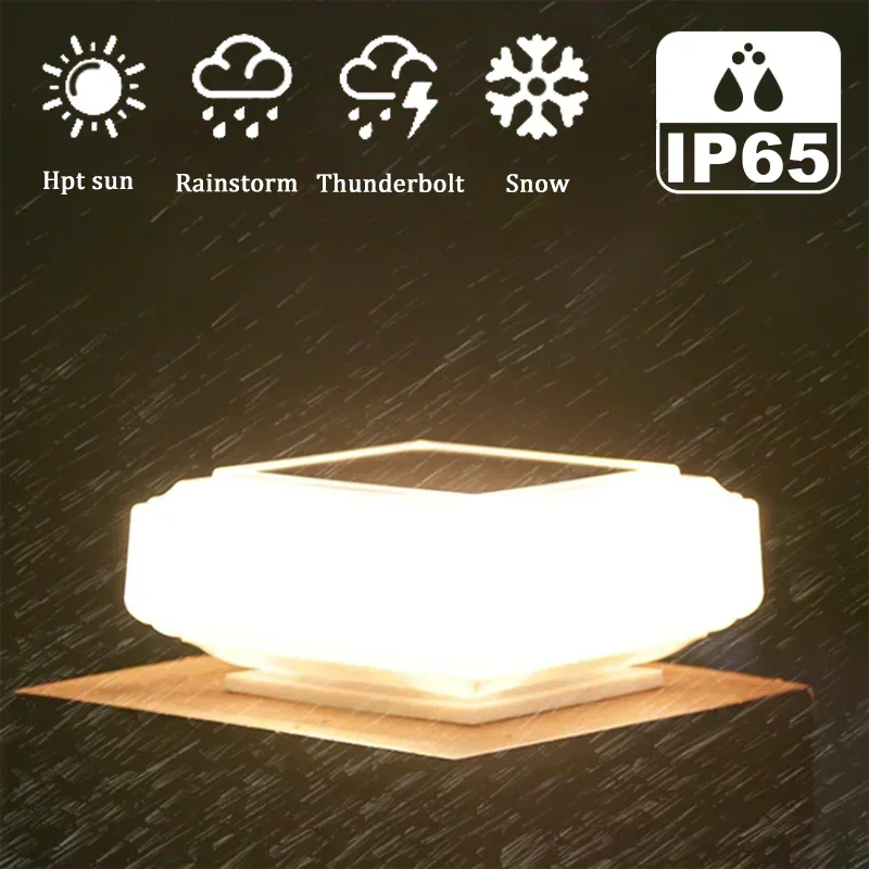 

Solar Post Lights Clear Lampshade Waterproof Solar Deck Fence Cap Light Warm Light Outdoor Square Street Lamp For Garden Patio