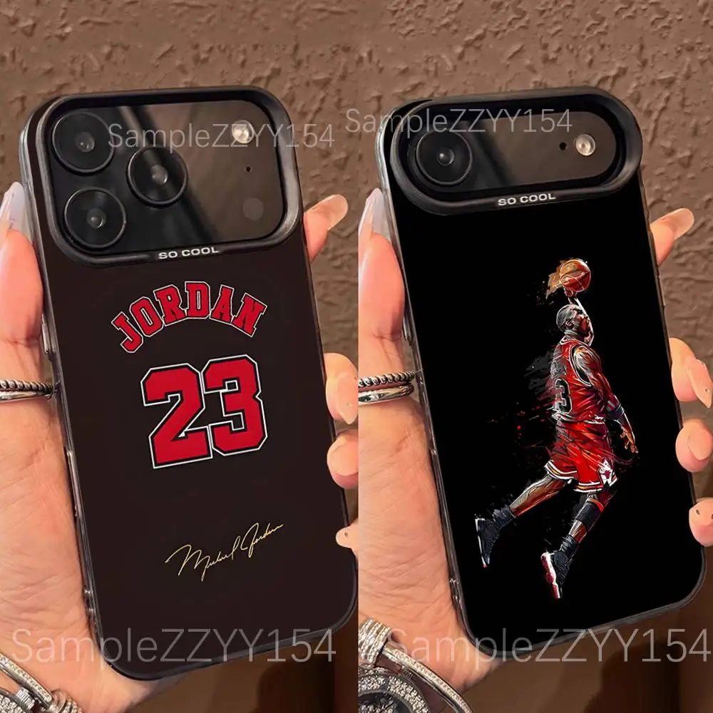 

M-MichaelS No-23 J-JordanS Basketball Phone Case For iPhone 17,16,15,14,13,12,X,8,Pro,Max,Plus,E,SE4,Air,Mini Black IMD Matte