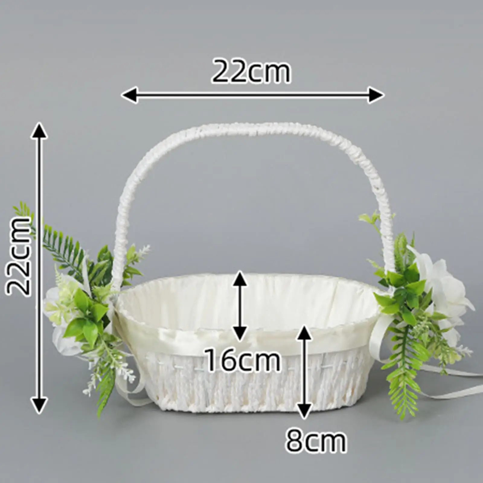 سلة فتاة الزهور لحفلات الزفاف، سلة من الدانتيل لوصيفات العروس، سلة زهور من الساتان للولائم وديكور حفلات الزفاف #6