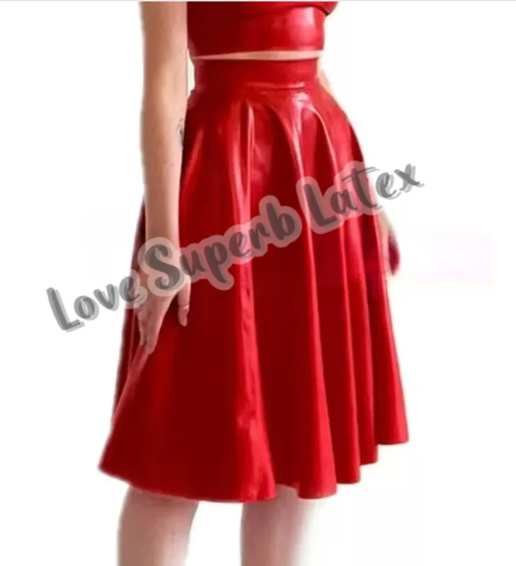 اليدوية اللاتكس المطاط مطوي تنورة البسيطة تنورة اللاتكس الطبيعي Gummi فستان قصير كلاسيكي
